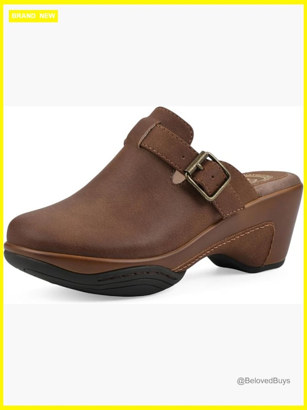 Heeled Clog with Adjustable Strap and Cushioned Insole